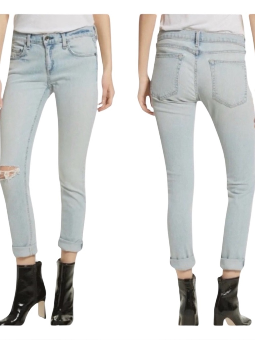 RAG & BONE Dre Glena Jeans Mid-Rise Distressed Light Wash Size 27
